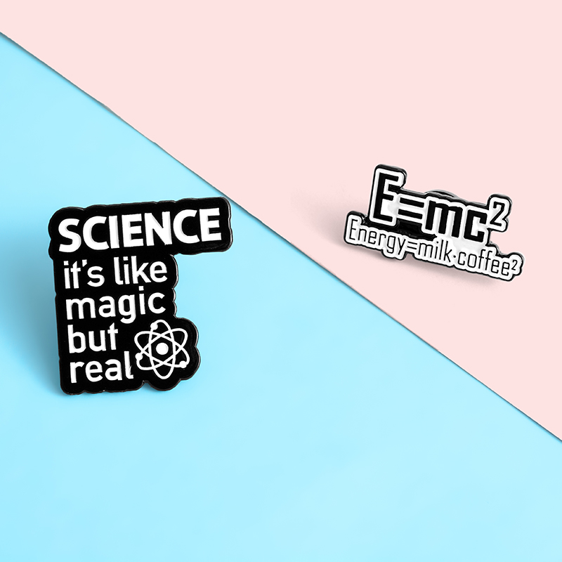 Science Buddies - Formula Fun Interpretation Enamel Pins E=mc2(Energy=milk*coffee2)