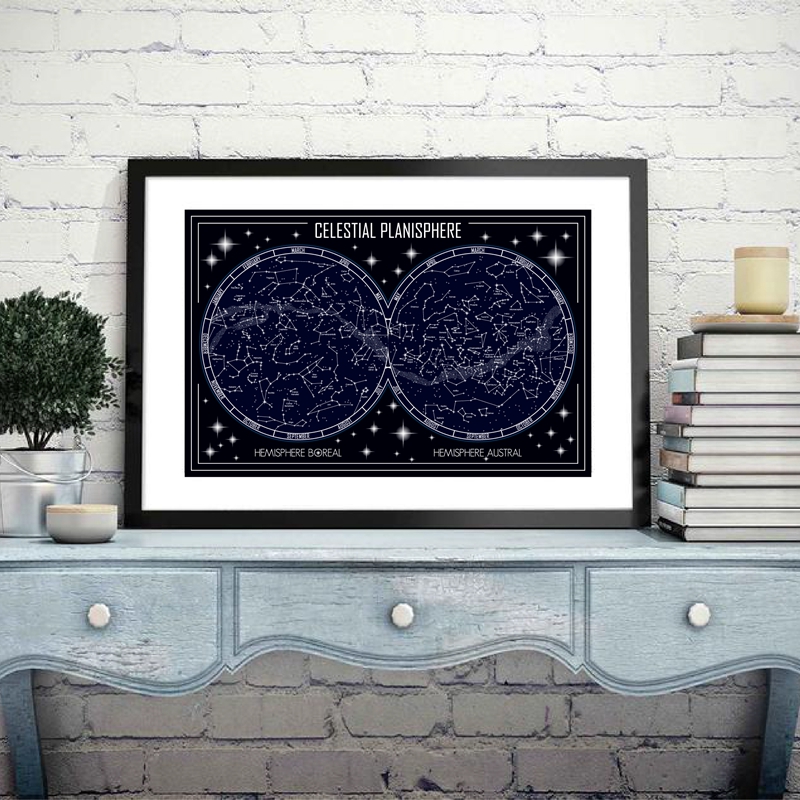 Star Map Poster - Celestial Planisphere Map Canvas Poster Prints