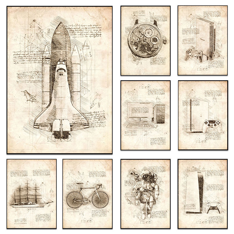 Vintage Abstract Da Vinci Insp - Star Map Poster 评论和价格