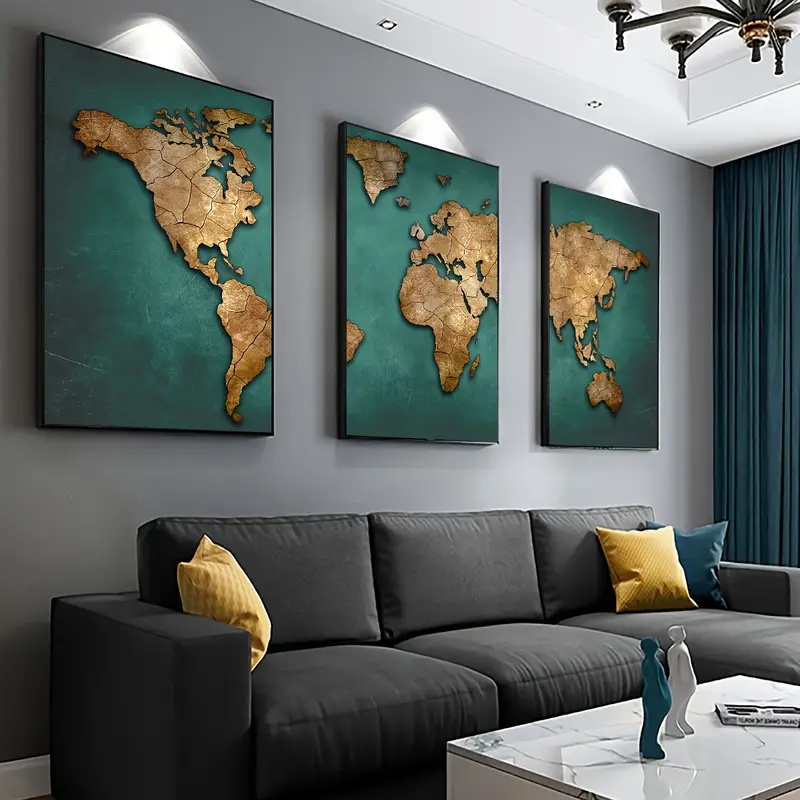 Retro World Map 3pcs/set Canva - Star Map Poster 评论和价格