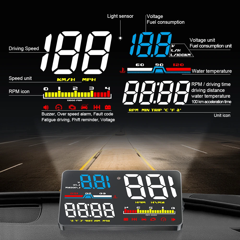 D5000 Digital OBD2 Car Windshi - Anemometer Wind Speed 评论和价格