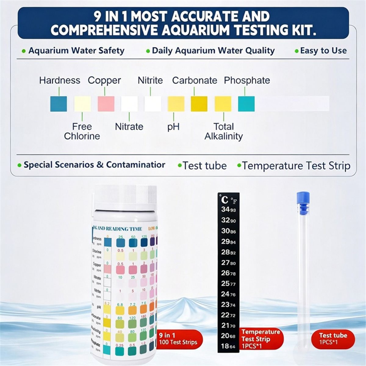 HGHO 9 in 1 Aquarium Test Stri - Ph Strip Test 评论和价格