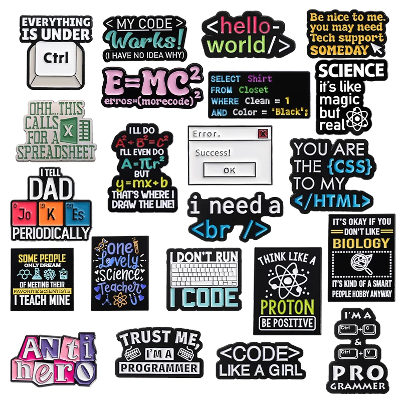 Program Code Sets Enamel Pins  - Science Bob 评论和价格