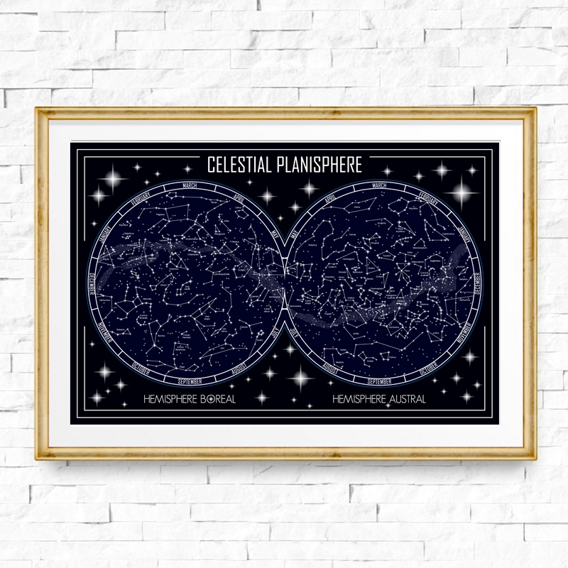 Celestial Planisphere Map Canv - Star Map Poster 评论和价格